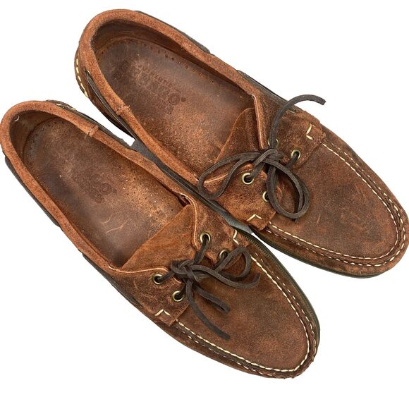 SEBAGO Docksides Portland Nubuck Distressed Brown Orange Boat Shoes Mens 11 - Picture 2 of 11